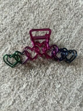 Multicolor Heart Chain Hair Clip - Pink, Green, Purple, Blue
